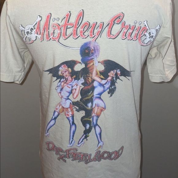 T-shirt Blanc Motley Crue Wrecking Crew Gildan - Manches Courtes, Tarifs Douane Inclus